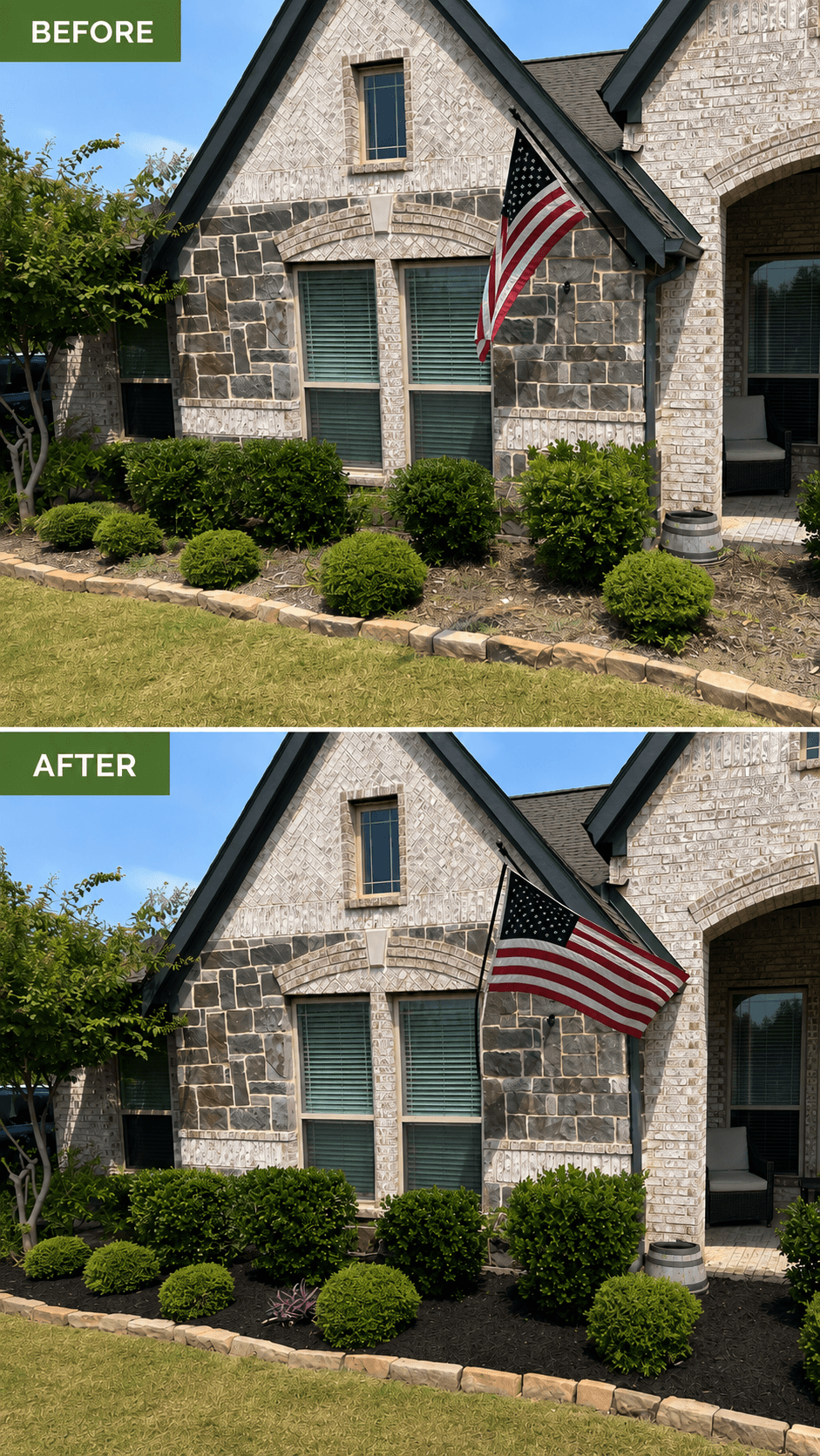 Front Flowerbed Reset — before and after