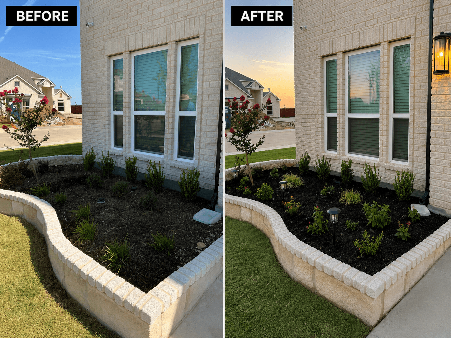 New-Build Front Bed — before and after
